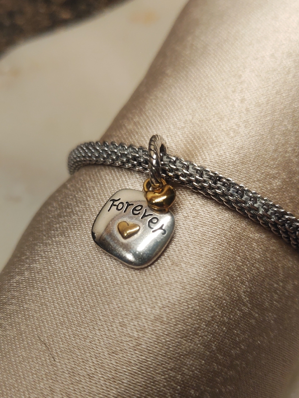Brighton Friends Forever Charm Two Tone Silver And Gold Dangle Heart - Picture 2 of 8